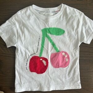 Zara Kids Cherry Graphic T-Shirt - White, Red, Pink, Green
